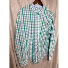 Lacoste Regular Fit Gingham Button Down Shirt Men Size 42 Green Blue