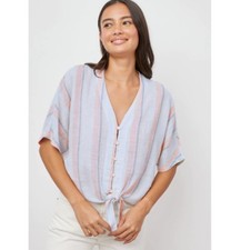 Rails Thea Tie Front Linen Blend Top Size Sma...