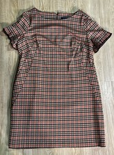 Tommy Hilfiger Plaid Houndstooth Dress Short Cap Sleeve Knee Length Size 14 Chic