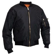 Rothco MA-1 Flight Jacket Uomo Taglia M Nero Volantini Intermedio MIL-J-6141 USAF