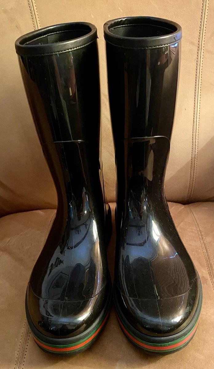 GUCCI Rain Rubber Billy Boots 202752 Men's Size 10 Black | eBay