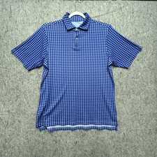 Fairway & Greene Polo Shirt Men’s L blue gingham Golf Performance Made In USA
