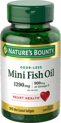 Nature's Bounty Fish Oil Mini Softgels 90 Count Omega 3 Cardiovascular Support