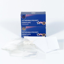 200 Pockets100 Pieces 2X2 Double Pocket Coin Flip Clear Safe Storage Coin Sleeve