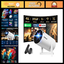 Mini Projector 4K 1080P WiFi Bluetooth 5.4 Auto Keystone 180  Rotatable Portable