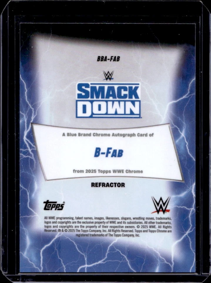 2025 Topps Chrome WWE B-Fab Blue Brand Auto Refractor #14/175 - Image 2 of 2