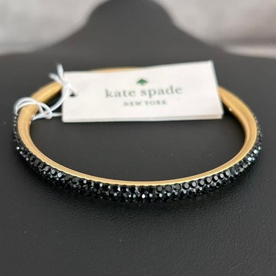 Kate Spade Razzle Dazzle Bangle Bracelet Gold Tone Black Pave Crystals ~New Tag
