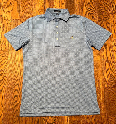 Peter Millar Golf Shirt Mens Small Crown Crafted Bob O' Link Fountain Blue EUC