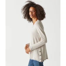 Michael Stars Anina Tunic S NWT Gray Beige Cream Top Blouse Shirt Button