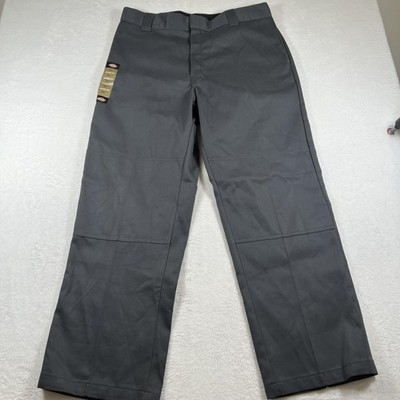 Dickies Flex Double Knee Work Pants Mens 38x32 Gray Loose Fit Chino Stretch