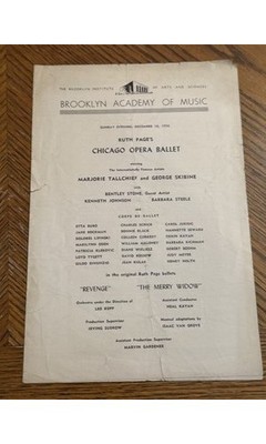 Ruth Page Chicago Opera Ballet Program Marjorie Tallchief Skibine BAM 1956