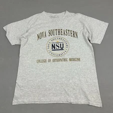 Vintage Nova Southeastern Shirt Men Large Gray Osteopathic NCAA Tee Logo USA L