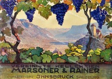 Plakat Südtirol Wein Kellerei Meran Spronser See Schloß Tirol Innsbruck Salzburg