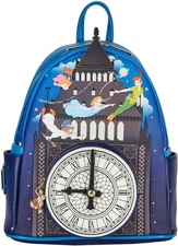 Loungefly Disney Peter Pan Glow Clock Womens Backpack Shoulder Bag Purse