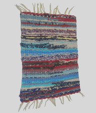 Vintage Tischset aus geflochtener Wolle klein Wandbehang Handarbeit handgesponnen 30 cm x 44 cm