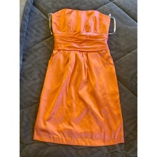 Davids Bridal Orange Strapless Satin Ruched Cocktail Dress Size 2 Style 83707