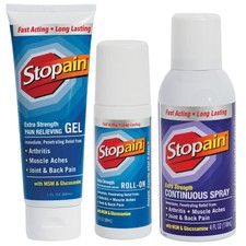 Stopain Pain Relief Combo Set Gel, Roll On, Spray USA Made, Max Strength Fast...