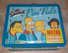 The Simpsons Pin Pals METAL LUNCH BOX NECA c.2001 Homer Apu Barney Mr. Burns