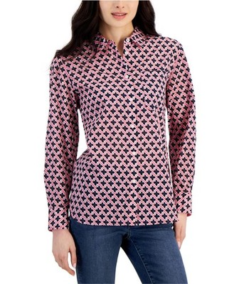 Nautica Womens Printed Knit Blouse
