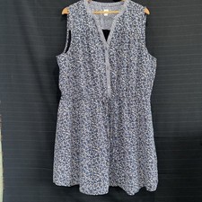 Gap womens blue floral sleeveless drawstring waist dress v neck size XXL