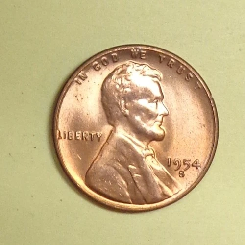 1954-S Lincoln Wheat Penny Cent Red GEM BU From Original Bank Roll