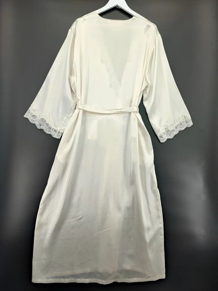 Oscar De La Renta Feminino Vintage Creme Lã Cetim com Cinto Tamanho XL - Imagem 2 de 4