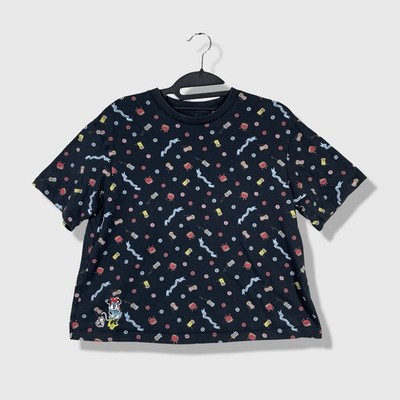 Uniqlo Olympia Le-Tan Disney T-Shirt Womens S Black Minnie Mouse All Over Print