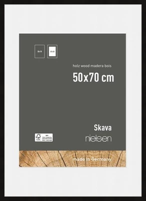 Nielsen Holz-Bilderrahmen Skava schwarz 50x70 cm mit Passepartout 40x60 cm - Bild 1 von 4