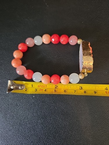 Chico's Armband Perlen Druzy Stretch Pfirsich Glas - Bild 4 von 4