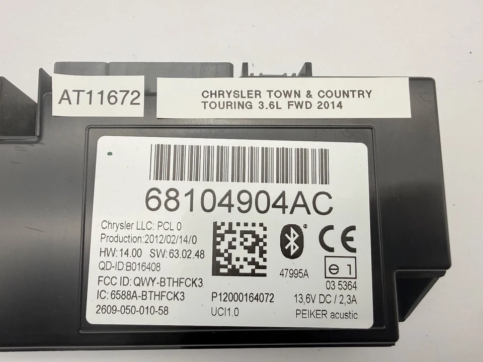 Módulo de control de comunicación Bluetooth OEM 11-16 Chrysler Town & Country Caravan Foto 2 de 4