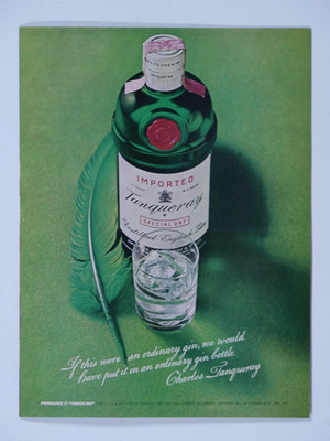 1968 Tanqueray London Gin Bottle Vintage Original Print Ad