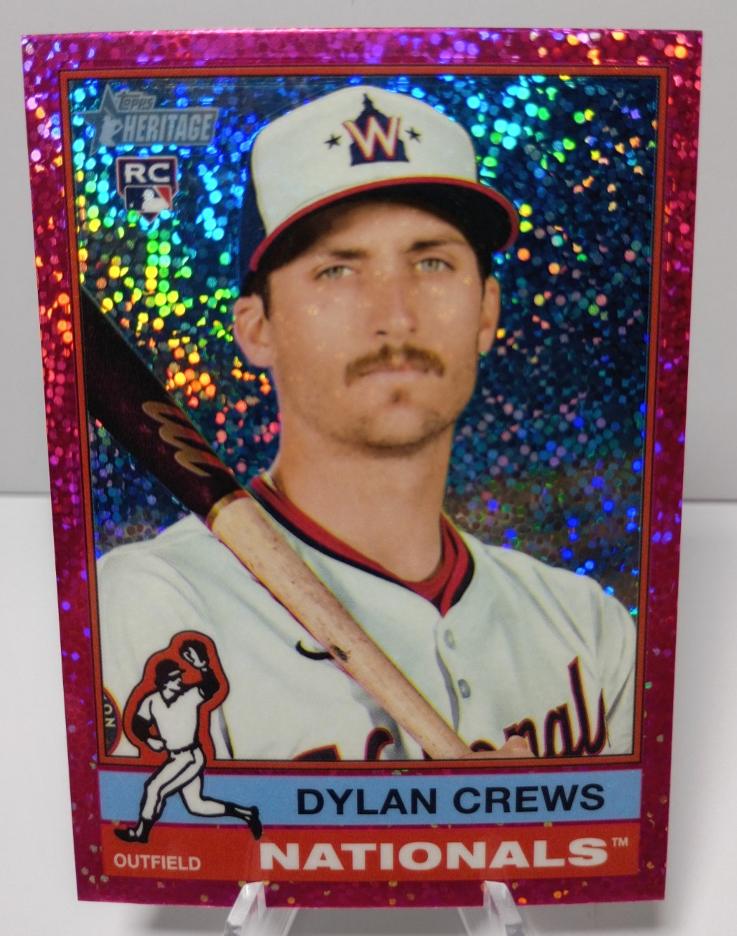 2025 Topps Heritage - Dylan Crews #247 Chrome Pink Sparkle Refractor (RC)