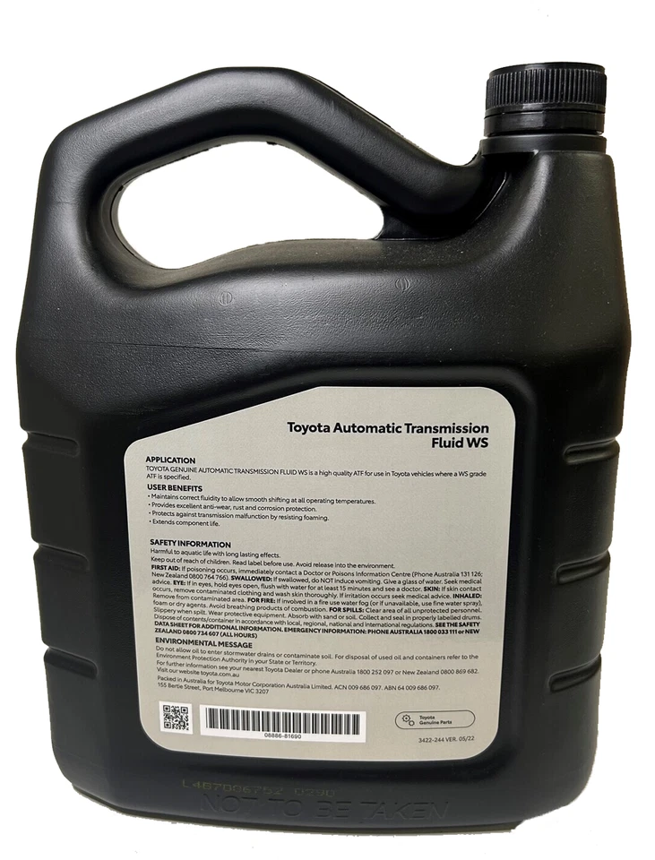 Genuine Toyota Auto Transmission Fluid ATF Type WS 4LTR - image 3 of 4