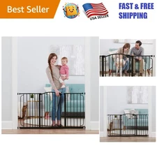 58-Inch Bronze Extra Tall Walk-Through Baby Gate with Extensions for Safety