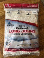 INDERA Men s Long John s Thermal Underwear XL 42-44 White Pant