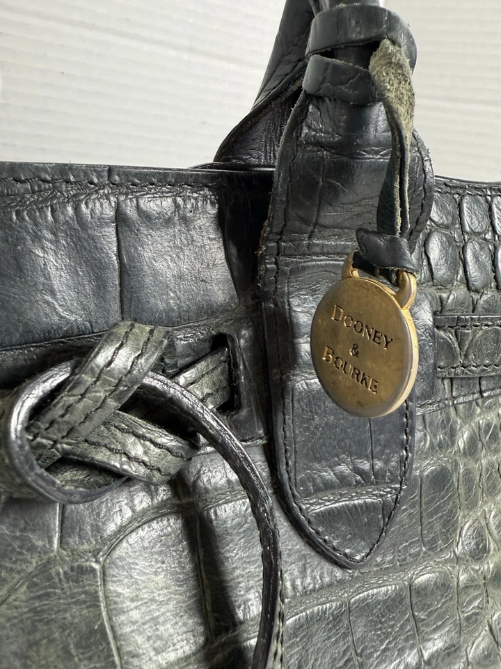 Bolso de cuero DOONEY & BOURKE NILE cocodrilo cocodrilo en relieve Italia verde vintage Foto 2 de 4