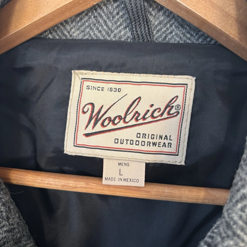 VTG Woolrich Wool Blend Herringbone Peacoat Mens L Tweed Gray Double Breasted - Image 4 of 4