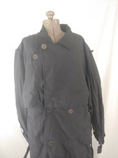 Vtg Drizzle - Long Black Belted Trench Coat W/ Heavy Zip Removable Liner - Sz 44