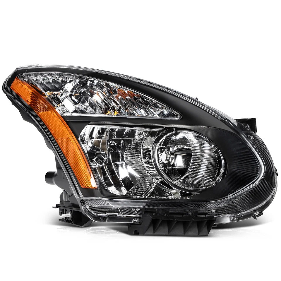 Headlights Assembly Left+Right For Nissan Rogue 2013-2008 Black Housing w/Amber - Image 3 of 4