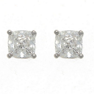 Platinum Cushion Cut Diamond Stud Earrings Gia F Vs2 2 41 Cts