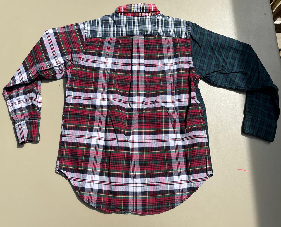 Chaps Youth Size 7 Two Toned Plaid Flannel Blue/Green & Red/White/Blue/Yellow - Image 4 of 4