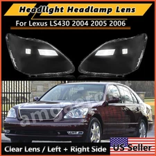 L&R For Lexus LS430 2004-2006 Clear Front Headlight Lens Cover Shell Cap Housing
