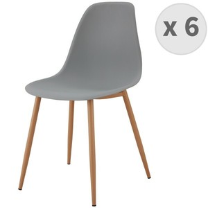 Chaises scandinaves gris pieds métal bois (X6)
