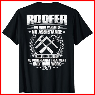 Roofing Hard Work Thatcher Roof Tiler Slater Roofer Black Cotton T-Shirt S-5XL
