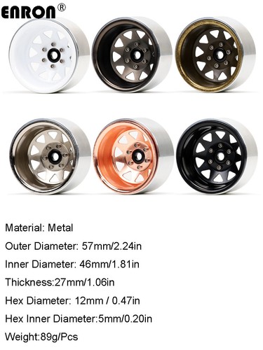 Metal -8.9 Negative Offset 1.9" Wheel Rim for RC 1/10 Axial SCX10 Traxxas TRX4 - Picture 11 of 90