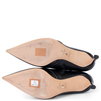 69403 auth CHRISTIAN DIOR black leather GANG Ankle Boots Shoes 39