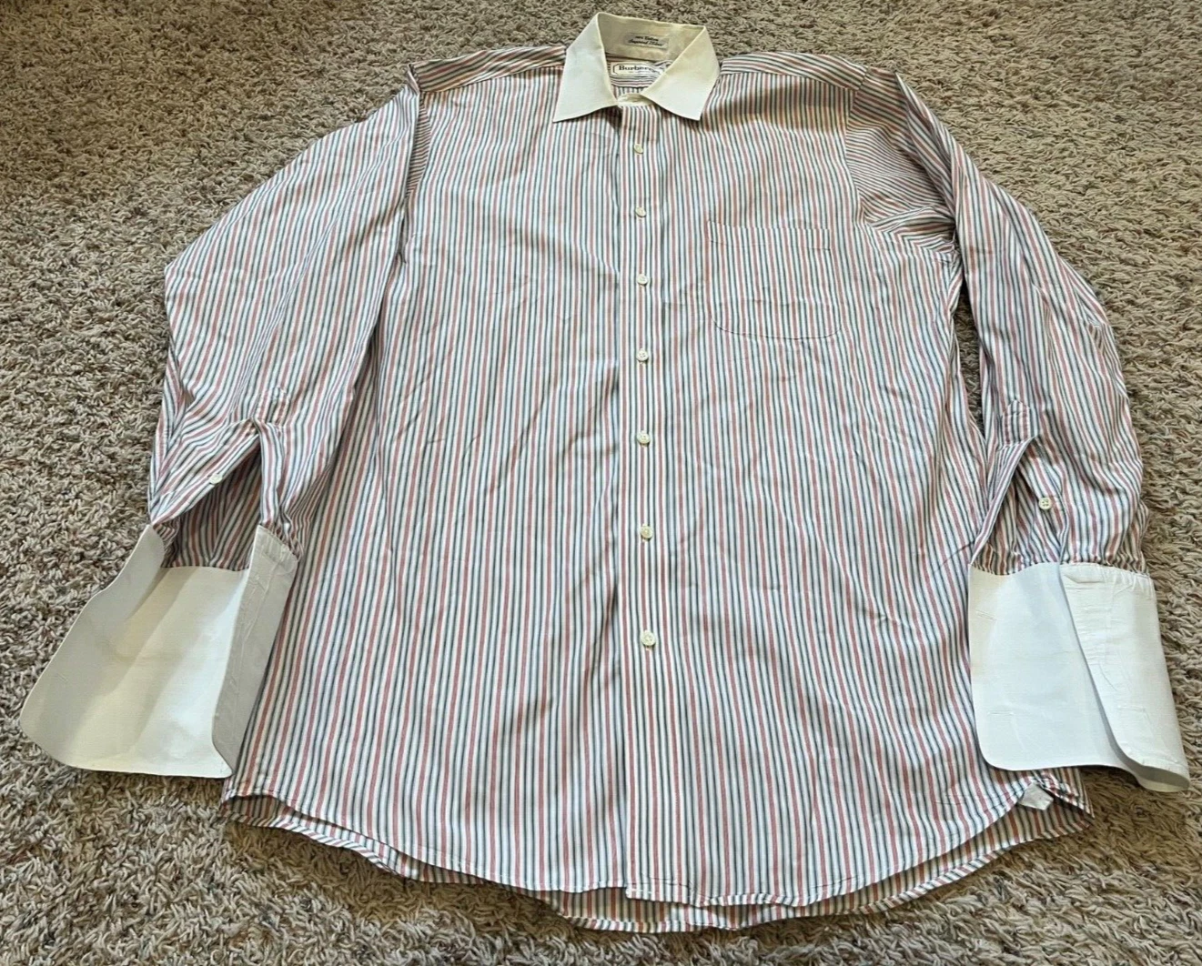 Camicia elegante Burberrys Of London manica lunga cotone a righe uomo taglia 15 5 34