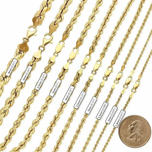 1.8mm-8mm Hollow Rope Chain Necklace 16 