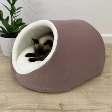 Plush Cat House Bed Soft Kitten Cave Igloo Washable Puppy Nest Warm Pet Kennel
