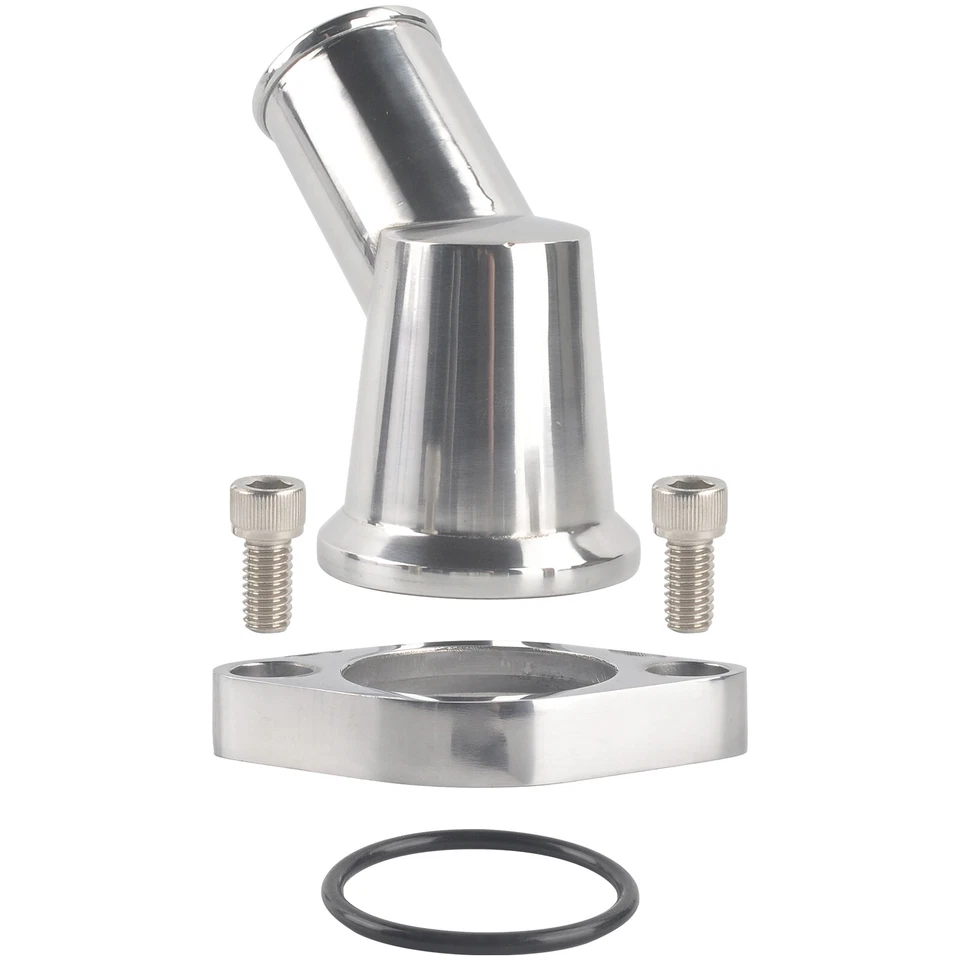 Carcasa termostato cuello agua giratorio pulido 45° para SBC BBC Chevy 327 350 396 Foto 3 de 4